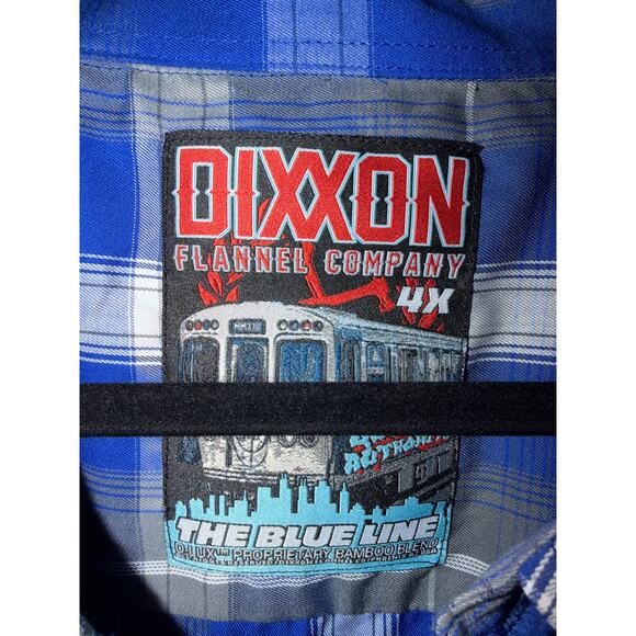 Dixxon Big Men's The Blue Line Flannel Button Up Party Shirt Blue & Gray Size 4X - Picture 4 of 7